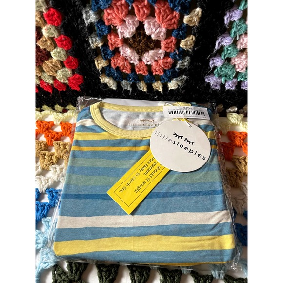 Little sleepies garden stripe 4T two piece short sleeve NIB - Picture 2 of 4